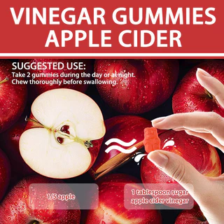 VITA แอปเปิ้ลไซเดอร์ วิตามินรวมอาหารเสริม ไฟเบอร์ดีท็อกซ์Apple Cider Vinegar Vitamin Gummy Aldult Supplement 60Gummies