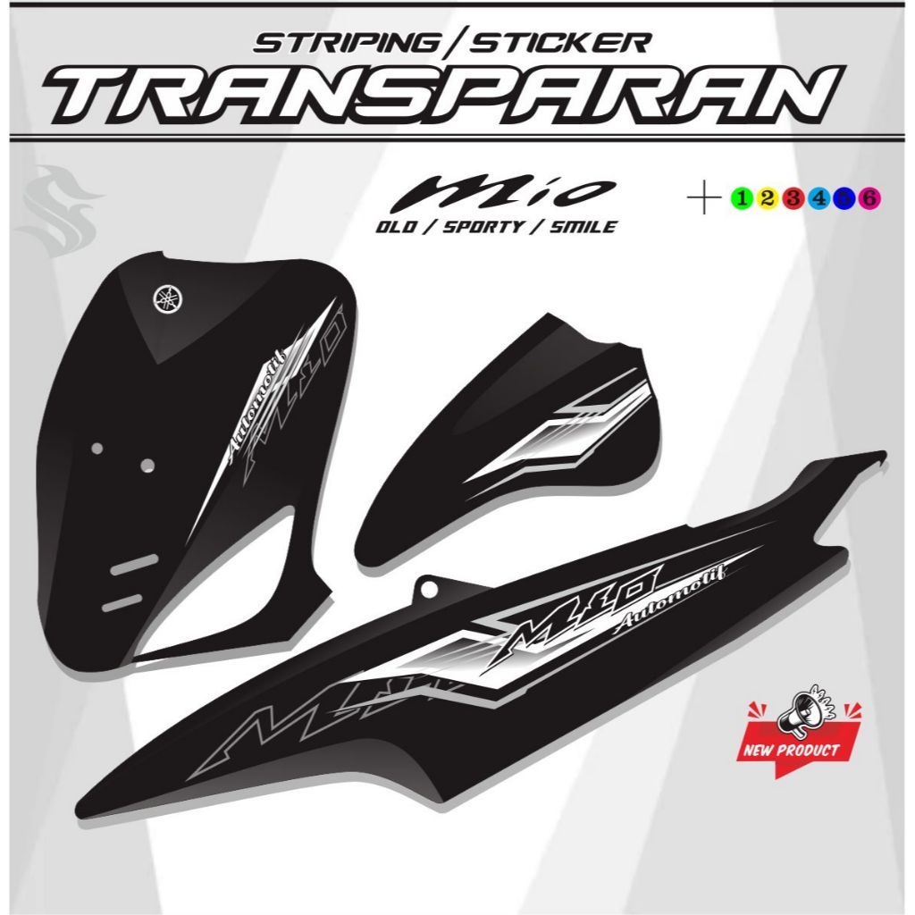 COOL MOTIF STRIPING POLET MIO OLD SPORTY MOTORCYCLE TRANSPARENT UV STICKER