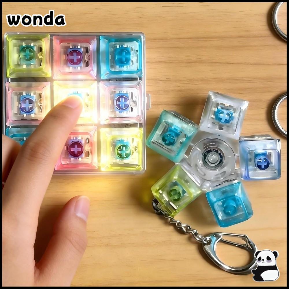 WONDA ของเล่นบีบอัด, พวงกุญแจคลายเครียดแสงส่องสว่าง, ของเล่นคีย์บอร์ดเรืองแสง 5 ปุ่มแบบพกพา 9 ปุ่ม