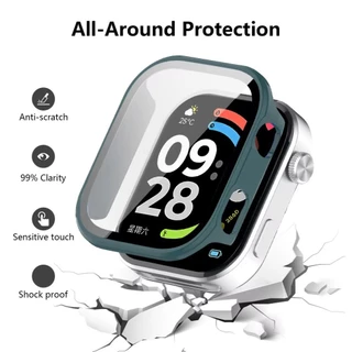 กระจกนิรภัย PC Cas for Smartwatch Redmi Watch 6 5 4 ป้องกันหน้าจอทั้งหมดรอบด้วยอุปกรณ์เสริมครอบฟิล์มกันชน