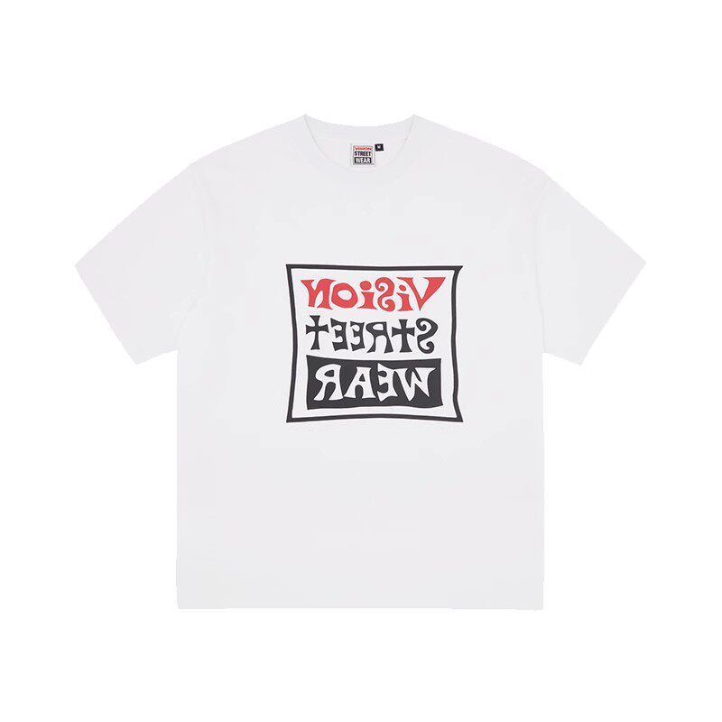 ผู้ชายและผู้หญิงฤดูร้อน VISION Remake Series Retro Mirror BOX โลโก้พิมพ์เสื้อยืดแขนสั้น 011