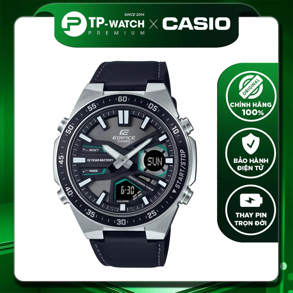 Casio Edifice EFV-C110L-1AVDF สายหนังนาฬิกาผู้ชาย 100 ม. ทนน้ํา | Edifice EFV-C110L-1A