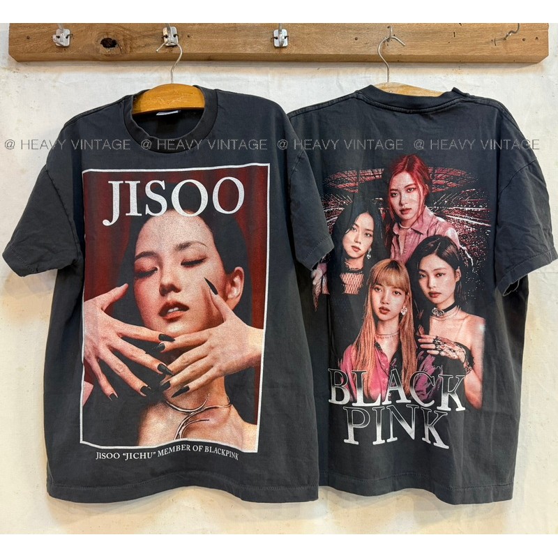 JISOO BLACKPINK Bio Washed เสื้อวินเทจ เสื้อทัวร์ KPOP heavy vintage shirt