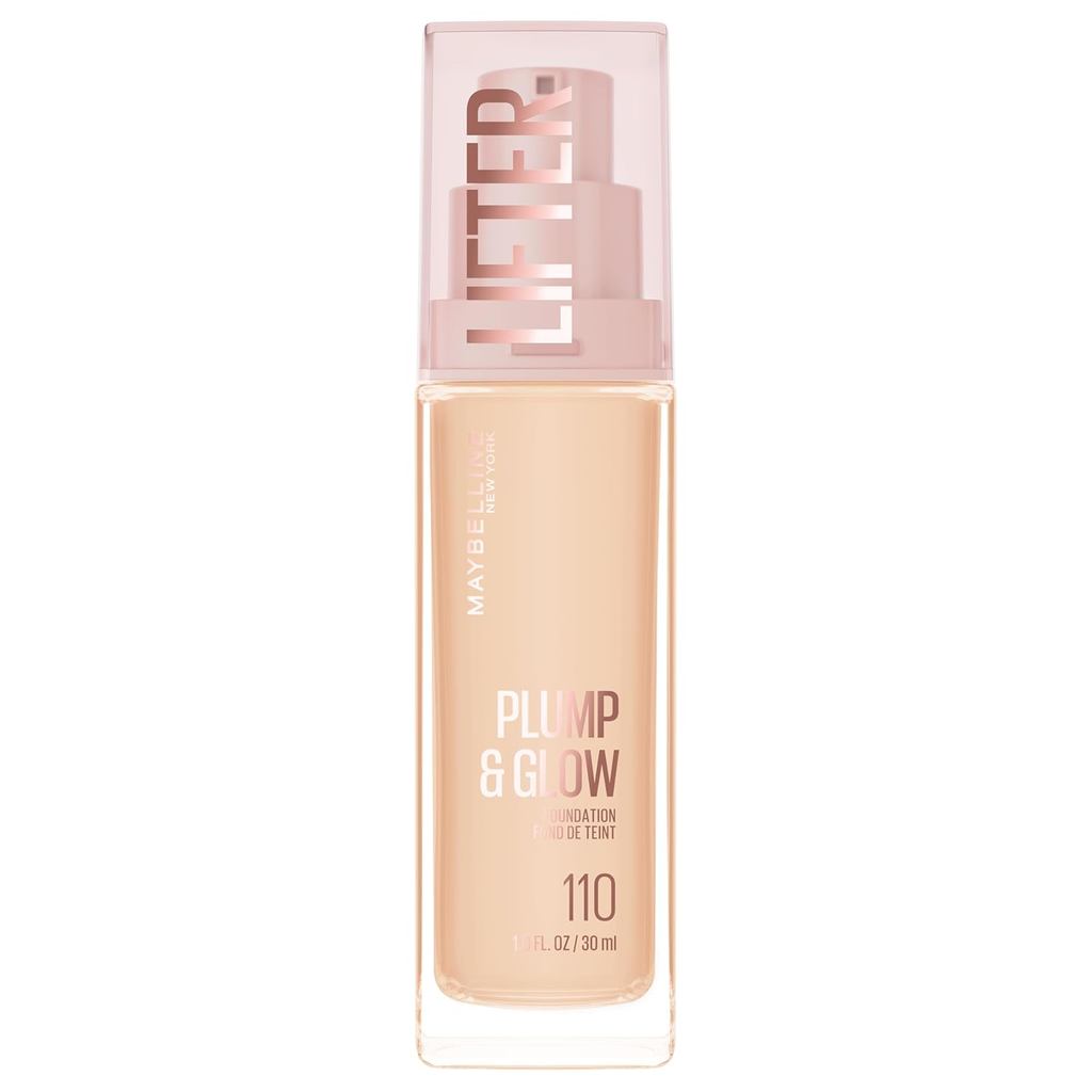 MaybellineLifterPlump&GlowFoundation,LiquidFoundationwith2%Niacind+HyaluronicAcid,PlumpingandBrighte