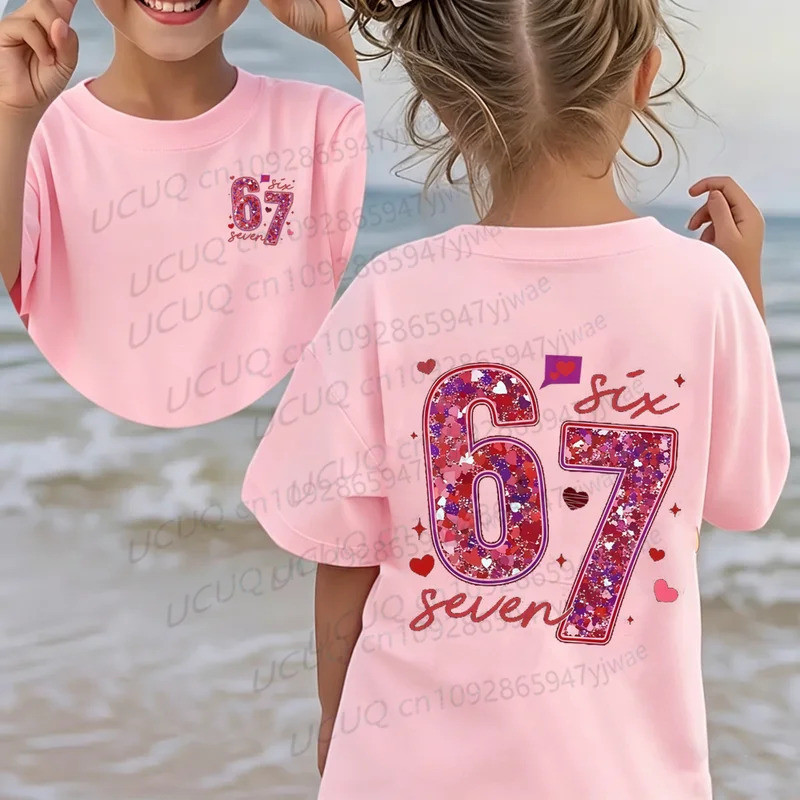 มีจําหน่าย: เสื้อยืดเด็กชายและเด็กหญิง 67 Six Seven Italian Brain Joke Tops Y2k เกม Sayin เสื้อยืดเด