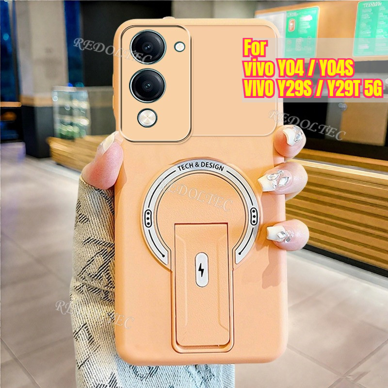 VIVO Y04 Y04S Y29S Y29T 4G 5Gกรณีแฟชั่นใหม่แม่เหล็กที่มองไม่เห็นKickstandเคสโทรศัพท์Matte Soft Coverรองรับไร้สายชาร์จAnti-Drop Anti-Fingerprintปลอก