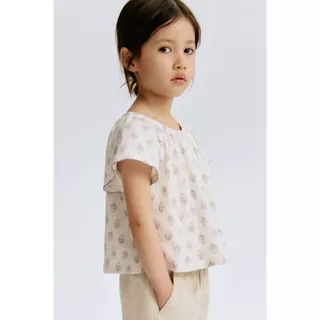 H&M(เอชแอนด์เอ็ม) เสื้อทอผ้าครีปลายพิมพ์ลาย เด็กหญิง 1341333_1