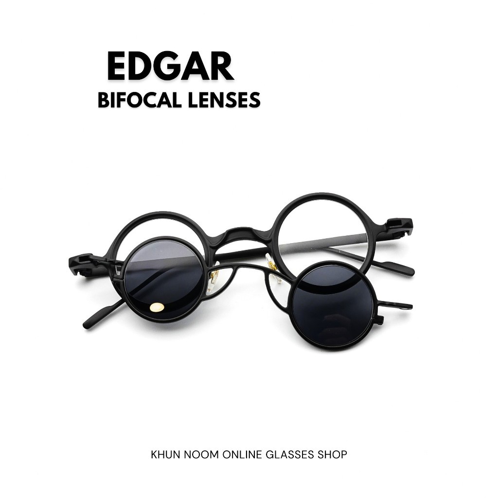 แว่นตาสายตายาวเลนส์ 2ชั้นออโต้ รุ่น edgar "เอ็ดการ์"  มองไกล/ใกล้ ออกแดดเปลี่ยนสีเทาดำ แถมฟรีคลิปออนกันแดด