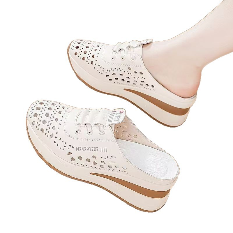 พร้อมสต็อกหนาSoled Hole Flip-Flops Anti-Slip Anti-กลิ่นBaotouรองเท้าแตะHo