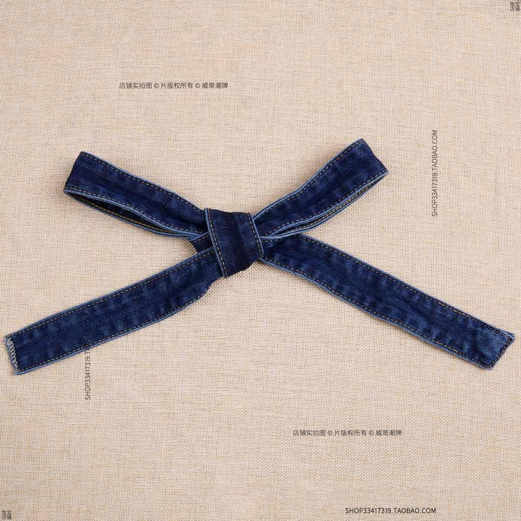 DENIM เข็มขัดผู้หญิง Laced-Up 3.5 ซม.สีน้ําเงินเข้มกางเกงยีนส์ Jumpsuit แจ็คเก็ตยีนส์ Laced-Up สั้น
