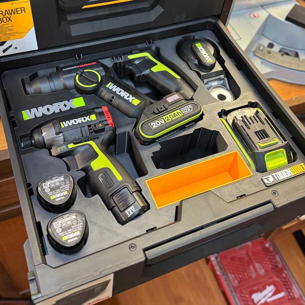 [กล่องซับการพิมพ์ 3D] เหมาะสําหรับ TOUGHBUILT กล่องเครื่องมือสามล้อ, เก็บ WORX WU132x ไขควง+WU380 ค้