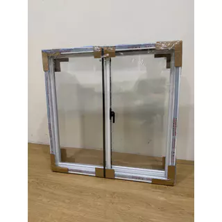 หน้าต่างอะลูมิเนียมบานเลื่อนคู่ 80×80ซม. กระจกเทมเปอร์นิรภัย กันน้ำกันลม ทนทาน ส่งจากโรงงาน ติดตั้งบ้านคอนโด