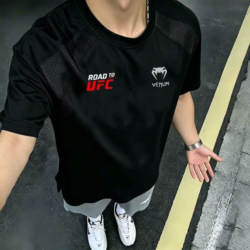 UFC毒液男士速干运动短袖夏季宽松透气T恤衫健身训练格斗拳击上衣20260603 UFC Venom Men's Quick-Dry Sports Short-Sleeve Summer Loose 