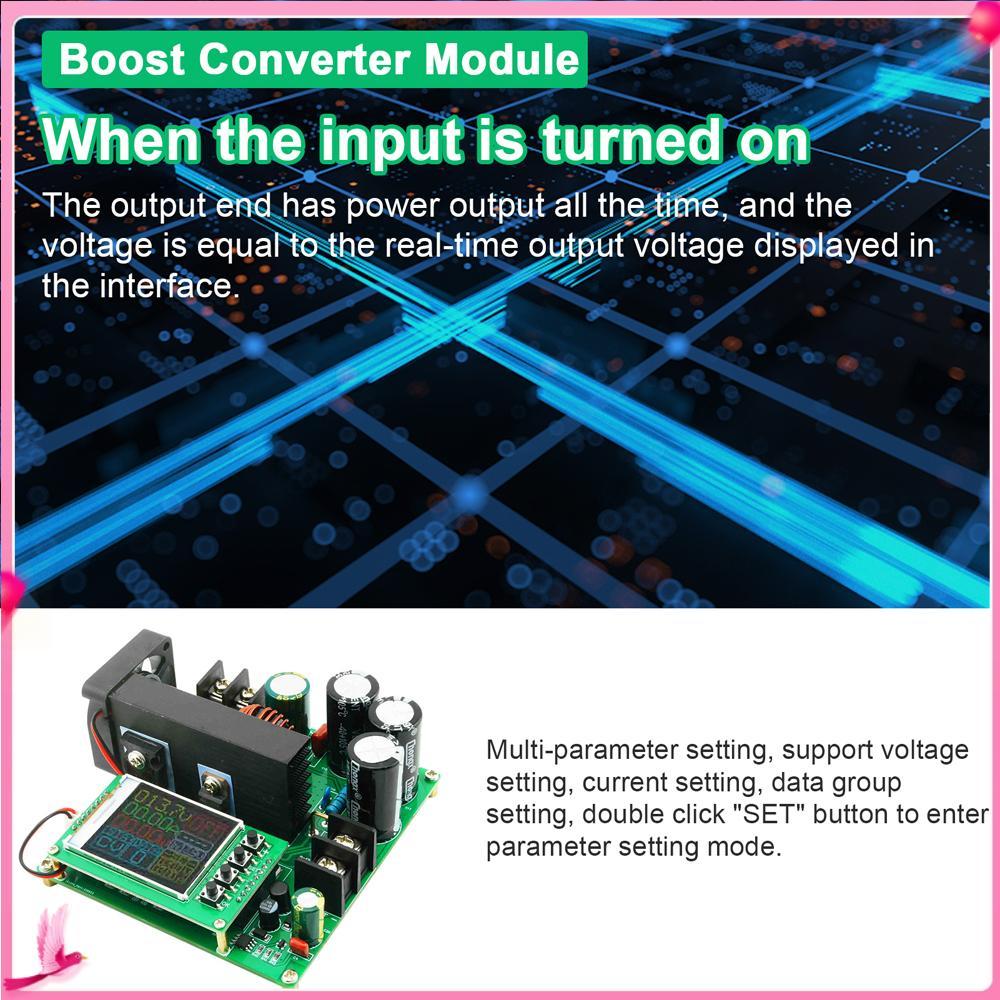 yaostoree-th FILFEEL 900W Boost Converter โมดูลแรงดันกระแสคงที่พร้อมจอแสดงผล TFT ขนาด 1.77 นิ้ว ประส