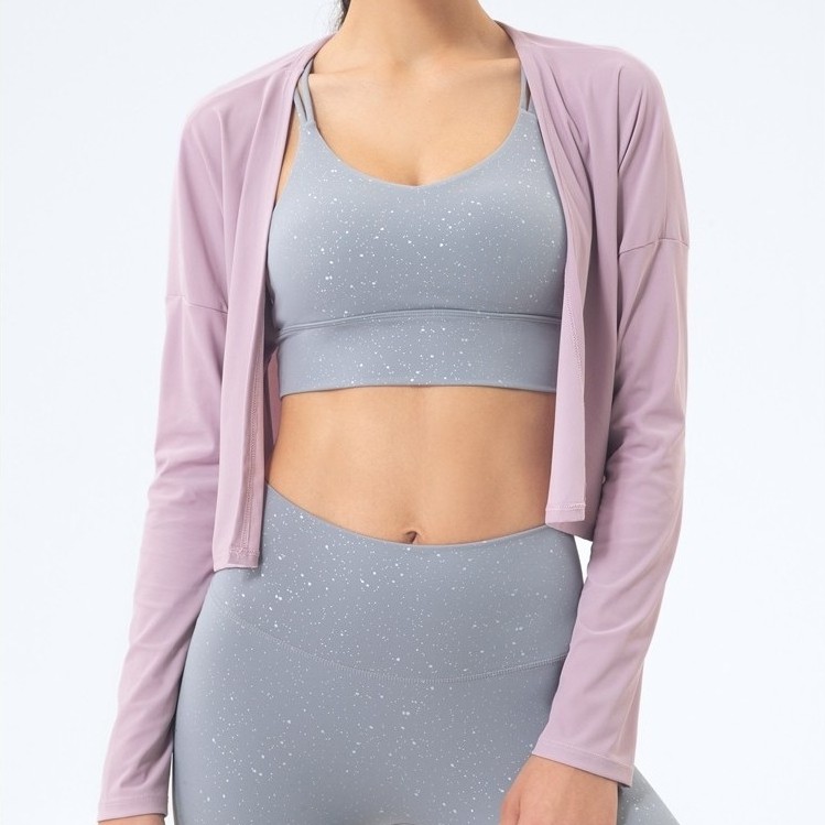 ดอกไม้สีส่วนลด DS118 ผ้าคลุมไหล่แขนยาวหลวม Breathable โยคะฟิตเนส One Piece กระโปรงก้นสีทึบกีฬา Top