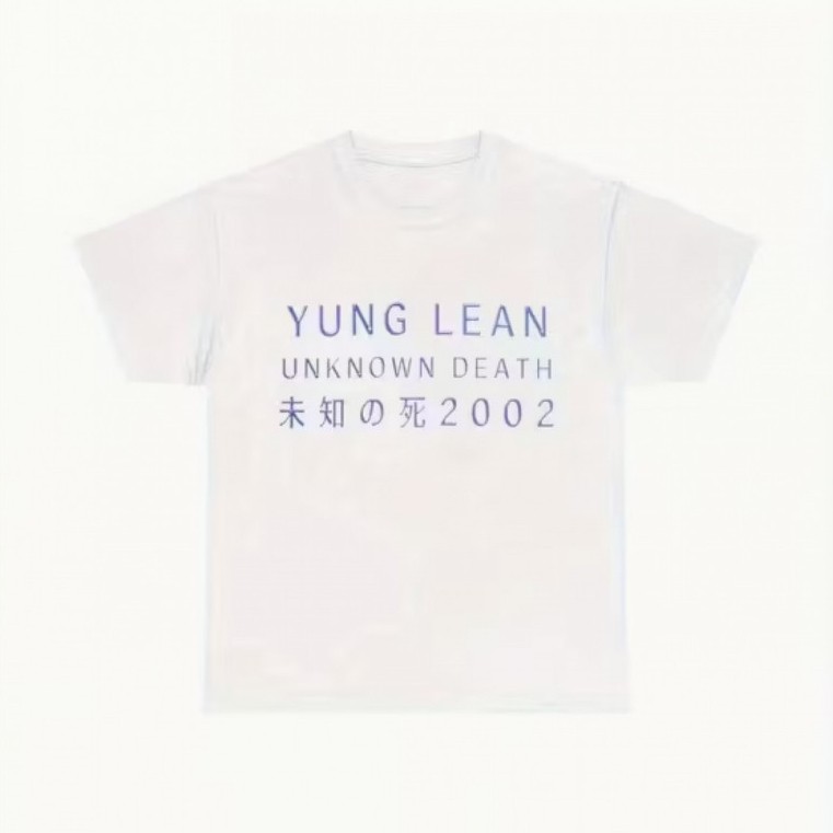 Yung Lean Unknown Death 2002 อัลบั้มทัวร์เสื้อยืด Unisex นุ่มสีชมพู Hip-Hop Street สไตล์ Yung Lean พ