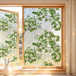 COD สติกเกอร์หน้าต่างพืชดอกไม้ 60/90x200CM การดูดซับไฟฟ้าสถิต การส่งผ่านแสง ทึบแสง สติกเกอร์หน้าต่างดอกไม้