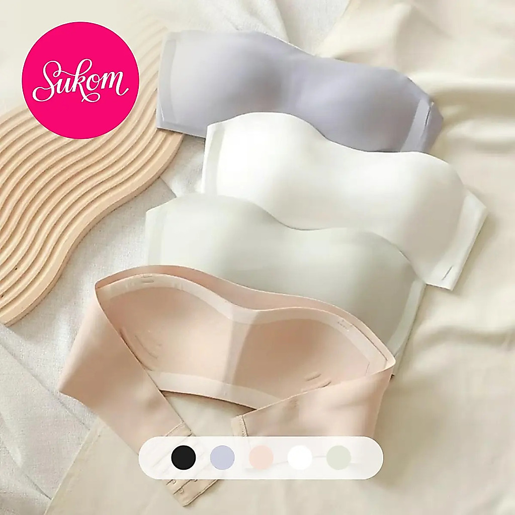 【Sukom】บราไม่มีสาย กันลื่น ไร้รอยต่อ ไม่มีโครงเหล็ก ใส่สบายทั้งวัน สีพาสเทล ใส่ชุดราตรีได้