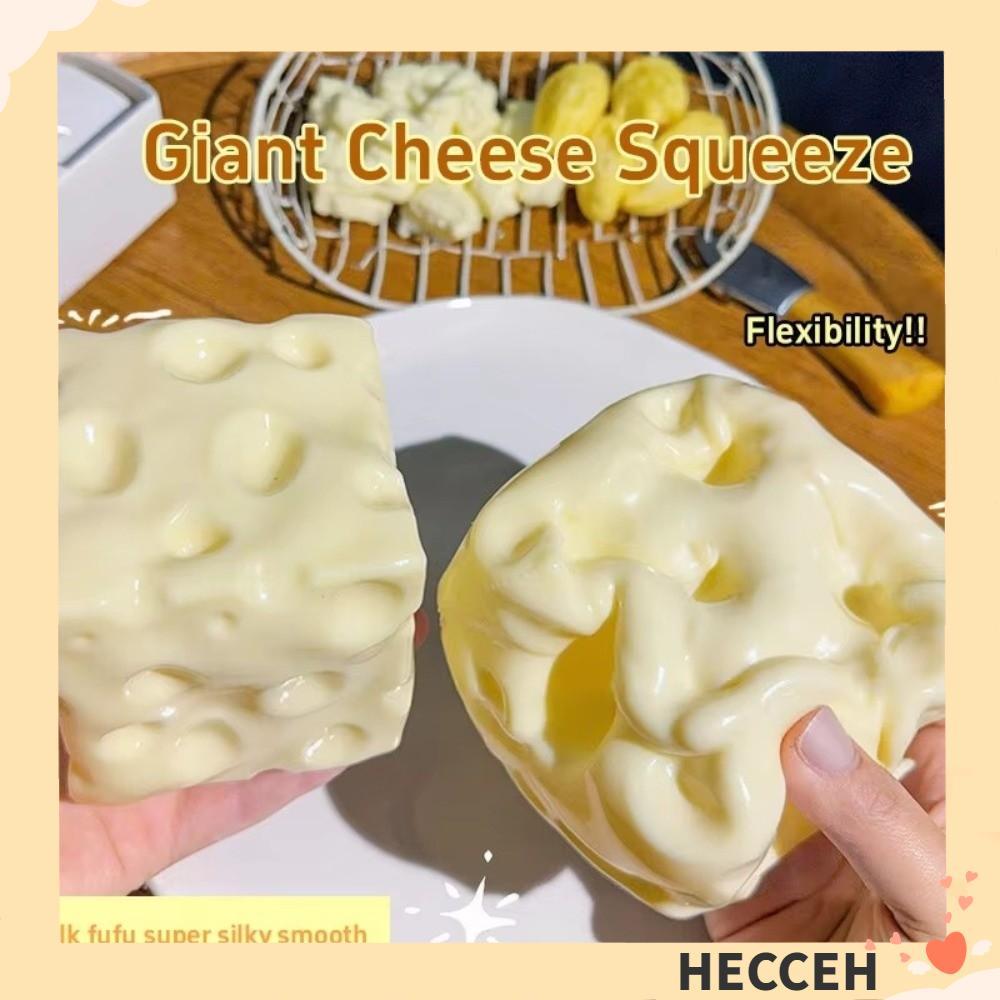 HECCEH Jumbo Cheese Cube Stress Ball, Squishy Texture Anti-Stress Cheese Pinch Toy, นวดรูปร่างได้ Non-Bounce Cheese Squeeze Fidget ของเล่นความเครียดบรรเทา