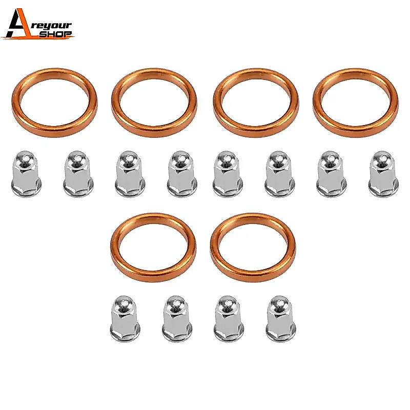Ar 6ไอเสียปะเก็นและ12 Cap Nuts สำหรับ Honda Valkyrie GL1500C/D, GL1500CF, GL1500CT อุปกรณ์เสริมรถจัก