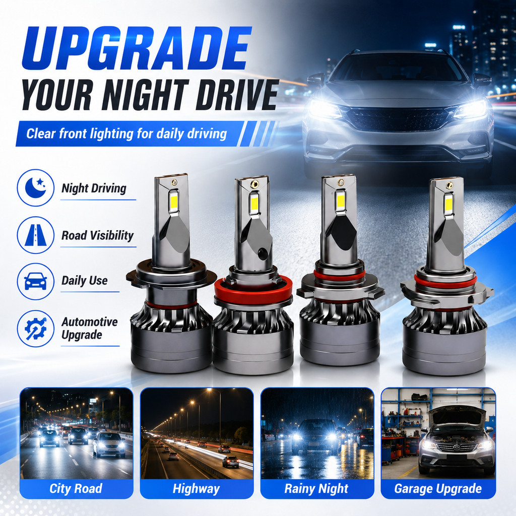 M3B LED ไฟหน้ารถหลอดไฟ H1 H4 H7 12V Super Bright Focus Beam โคมไฟด้านหน้า