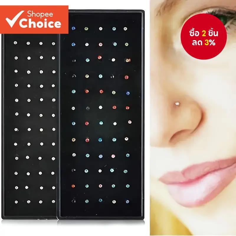 60PCS แหวนจมูกสแตนเลส Studs Body ชุดเครื่องประดับสําหรับผู้ชายผู้หญิงเจาะ