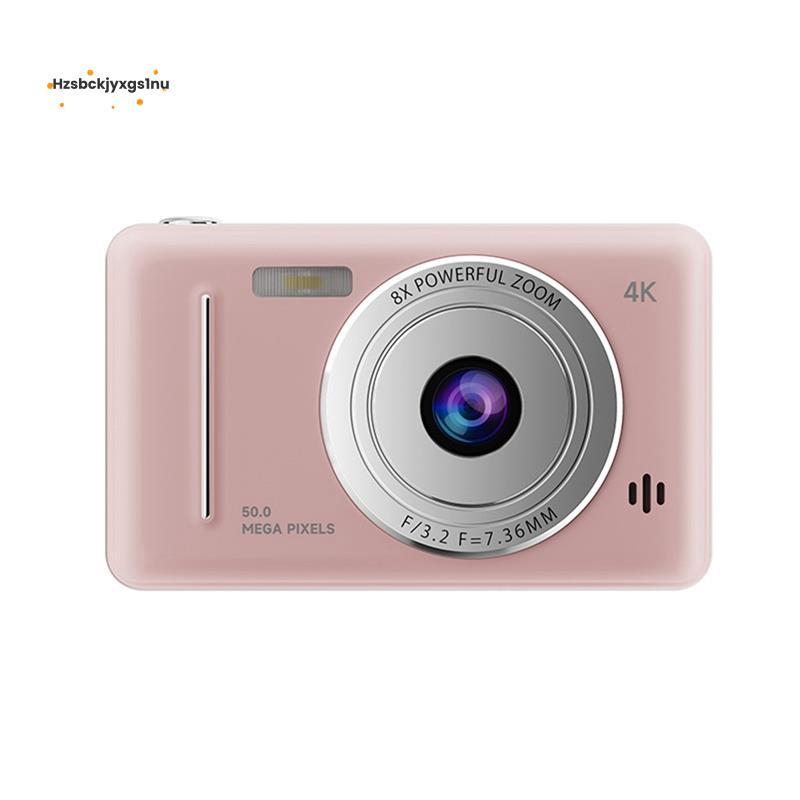 Hzsbckjyxgs1nu กล้องดิจิตอล 4K แบบพกพา Retro CCD กล้อง Entry-Level กล้อง Dual แฟลช 50 ล้านพิกเซลโฟกัสอัตโนมัติสีชมพู