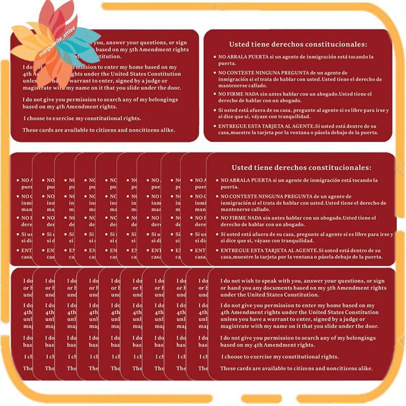 Know Your Rights Card English Spanish Constituical Rights 20PCS