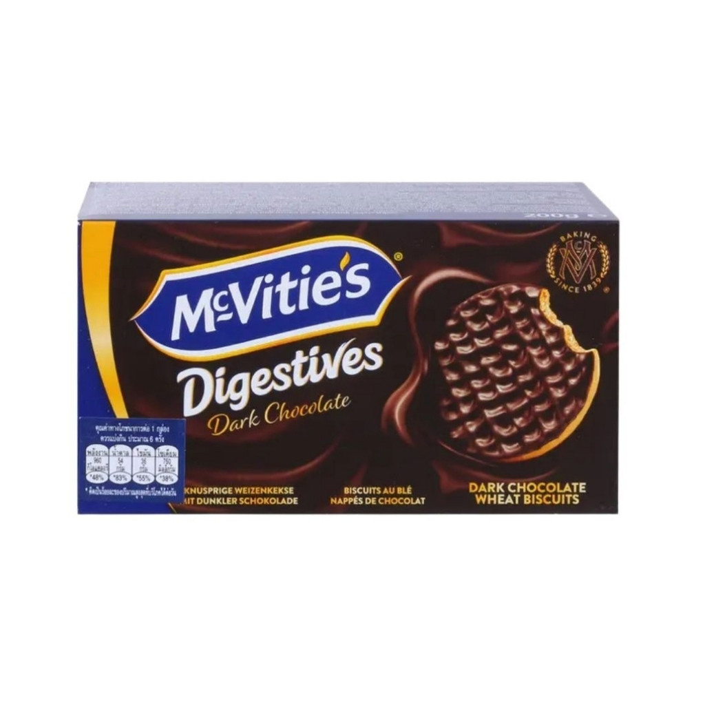 แมคไวตี้ส์ ไดเจสทีฟบิสกิตเคลือบดาร์กช็อกโกแลต Mcvities Dark Choc Biscuit 200g.
