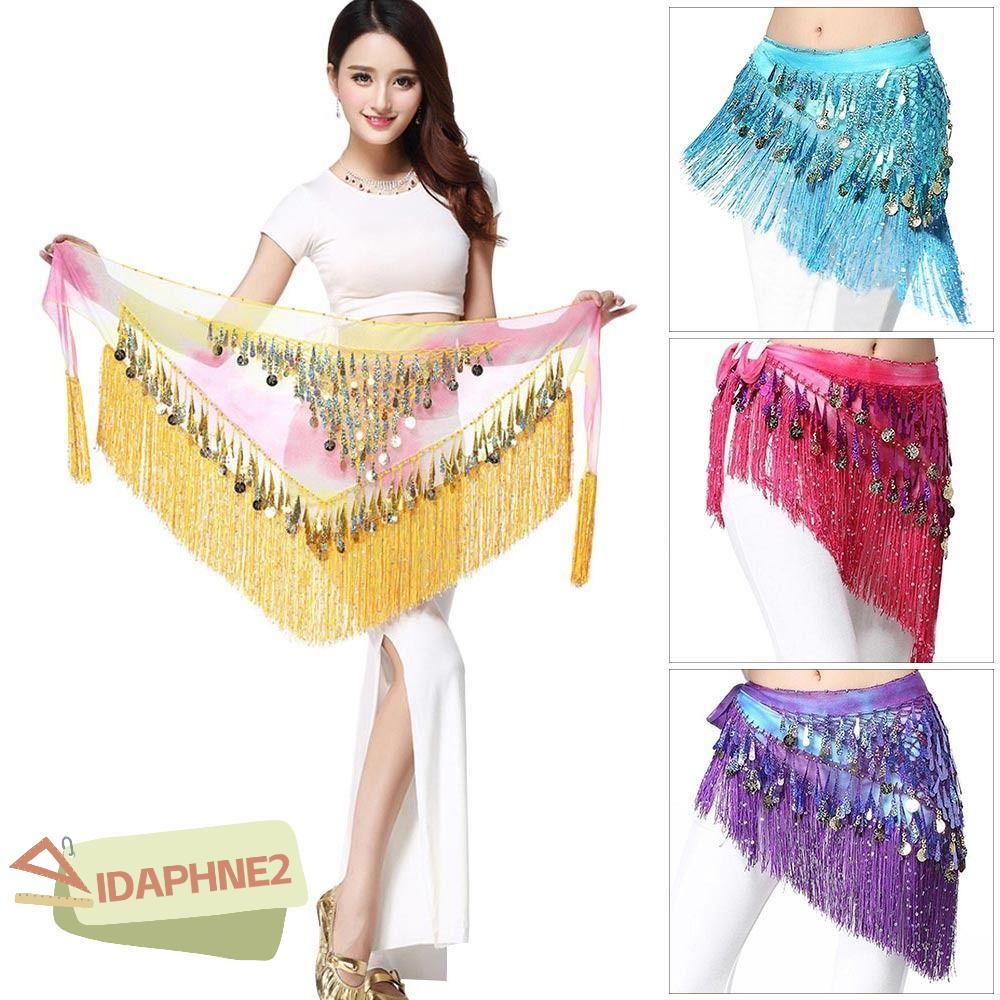 IDAPHNE2 เข็มขัดเต้นรําหน้าท้องสําหรับประเทศไทย/อินเดีย/อาหรับเลื่อมพู่โซ่เอว