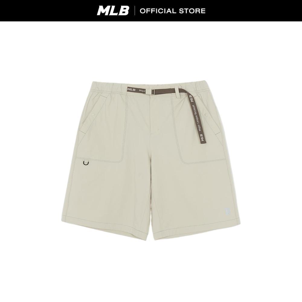 MLB กางเกงขาสั้น ยูนิเซ็กซ์ Gorpcore Lettering Belt 9" Shorts รุ่น 3ASMB0663 43SAL สีแซนด์ (สีเบจอ่อน)