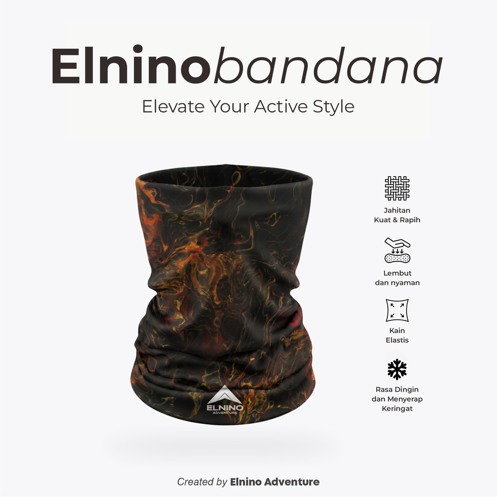 Elnino Multipurpose Headwear Mask Bandana Buff Bando Outdoor Quick dry - Lava
