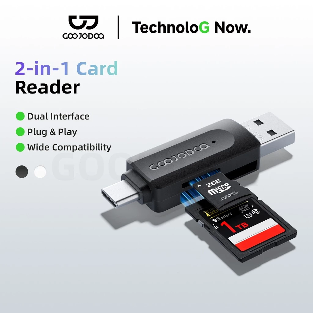 GOOJODOQ H132 USB + เครื่องอ่านการ์ด Type-C | รองรับ SD/TF | การถ่ายโอนข้อมูลความเร็วสูง | เข้ากันได้สําหรับโทรศัพท์และแท็บเล็ตและแล็ปท็อปและกล้อง