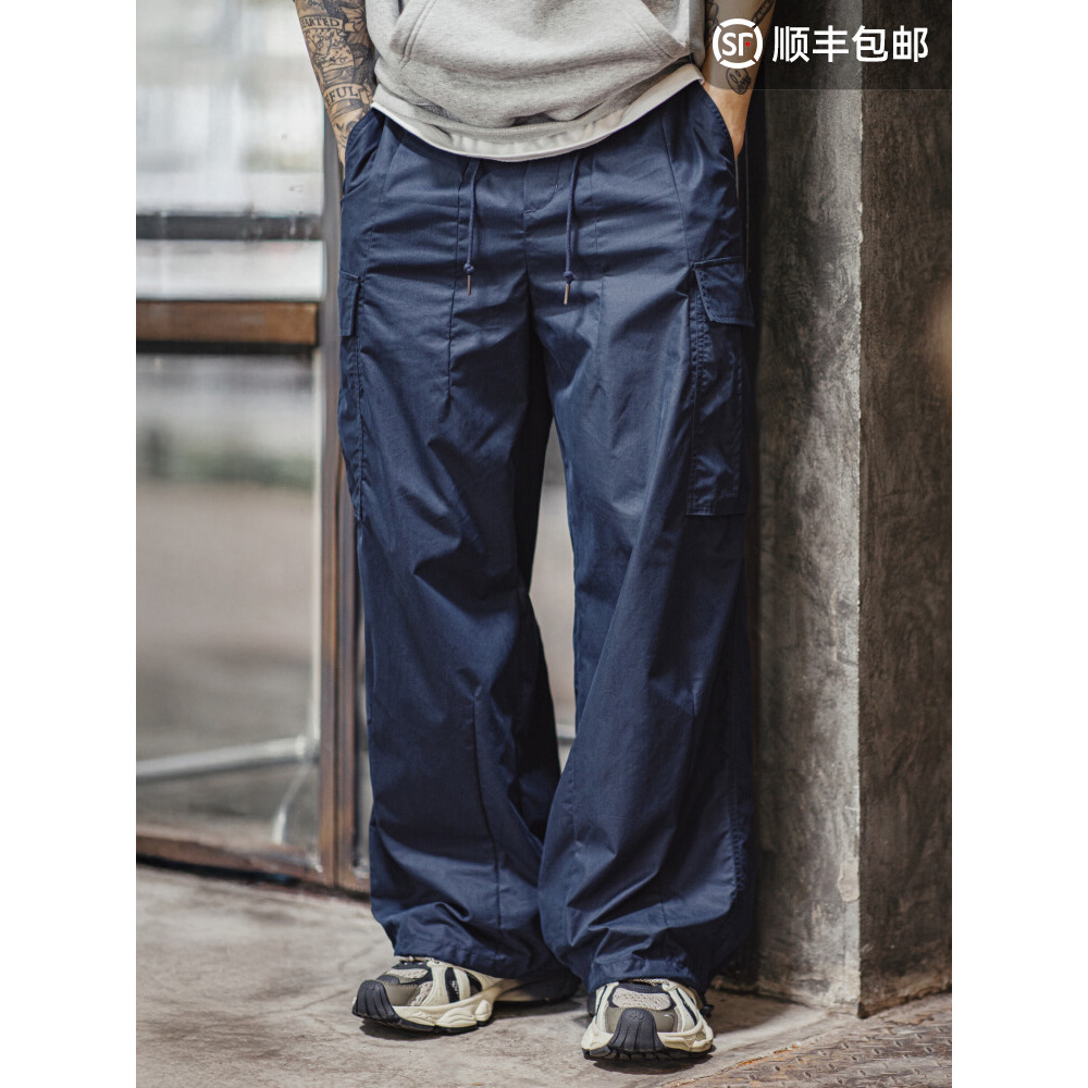 Modern Workwear American m65 Large Pocket Casual Pants Japanese cityboy Blueทอกางเกงขายาวผู้ชายฤดูใบ