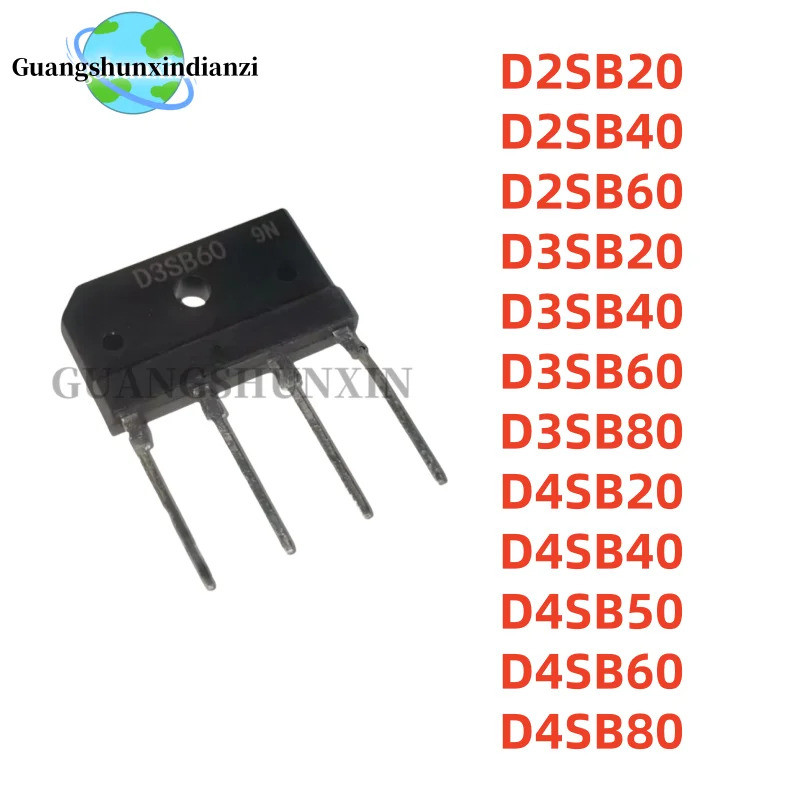 5 ชิ้น D2SB20 D2SB40 D2SB60 D3SB20 D3SB40 D3SB60 D3SB80 D4SB20 D4SB40 D4SB50 D4SB60 D4SB80 วงจรเรียง