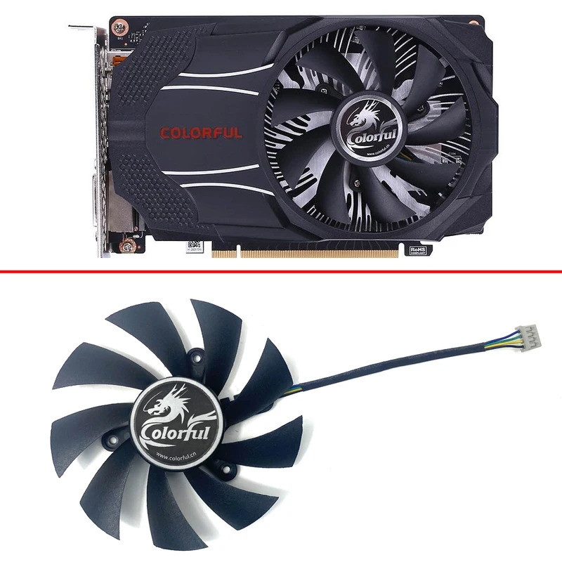 ICooling พัดลม 82 มม.4PIN DC12V GeForce GTX1650 GPU พัดลมสําหรับสีสัน GeForce GTX 1650 สมาร์ท Shark 
