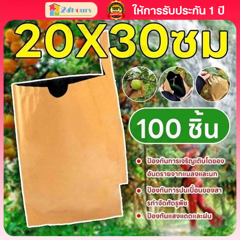 【100PCS】ถุงห่อผลไม้ คาร์บอน 20x30 ซม. กันแมลง กันนก ระบายอากาศดี สำหรับสวนผลไม้ คุ้มสุด ๆ ซื้อเยอะยิ่งถูก