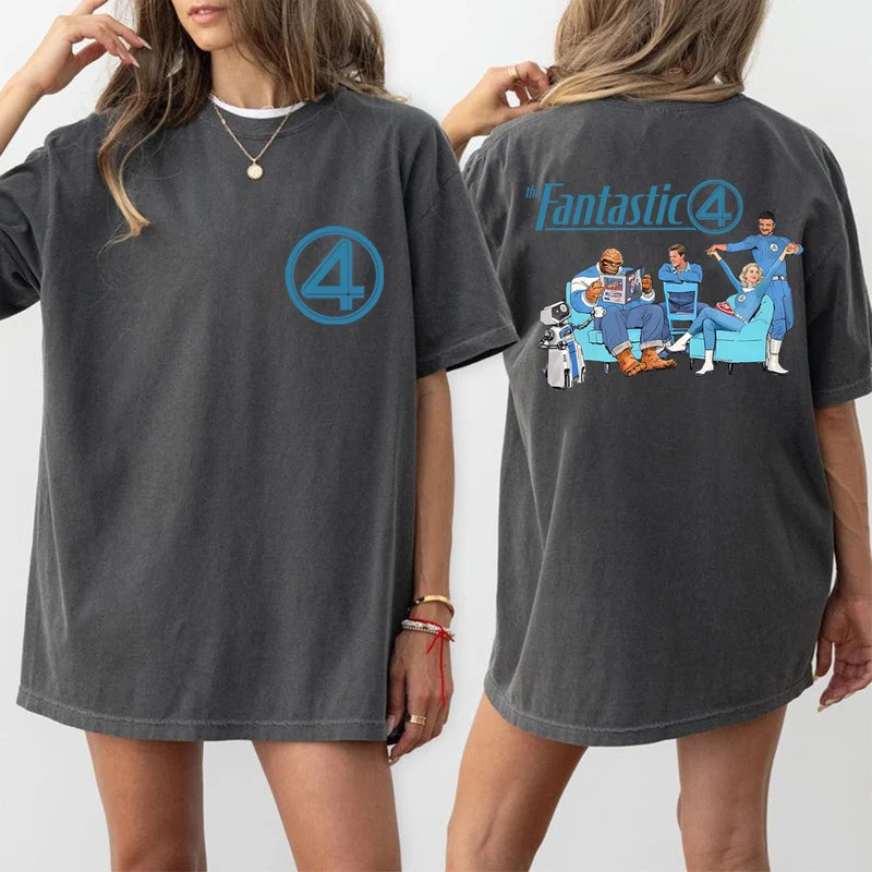 เสื้อแฟนตาสติกโฟร์ เสื้อยืดโลโก้ Fantastic 4 First Step รีด ริชาร์ดส์ สินค้าลิขสิทธิ์ MCU สำหรับผู้ช