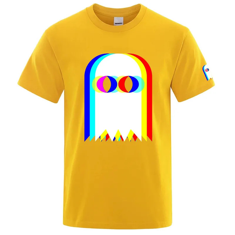 ตลก Ghost Psychedelic Vaporwave ฮาโลวีน EDM เพลงแฟชั่นแบรนด์ Premium รอบคอแขนสั้นเสื้อยืดสีทึบ