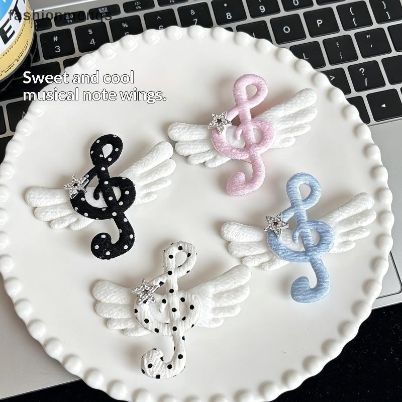 (GOOD) 2 ชิ้น Y2K Music Note กิ๊บติดผมรูปปีกน่ารักด้านข้างอุปกรณ์เสริมผมสําหรับวัยรุ่นชุดนักเรียน (ใหม่)