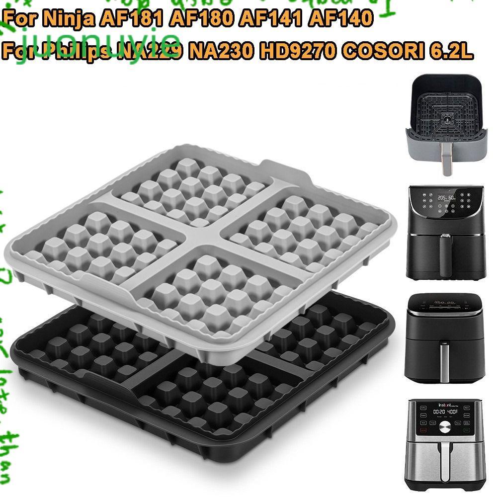 JUONUYIE 1 ชิ้น Air Fryer เครื่องทําวาฟเฟิล,สแควร์นํากลับมาใช้ใหม่วาฟเฟิลเบเกอรี่แม่พิมพ์,ซิลิโคนวาฟ
