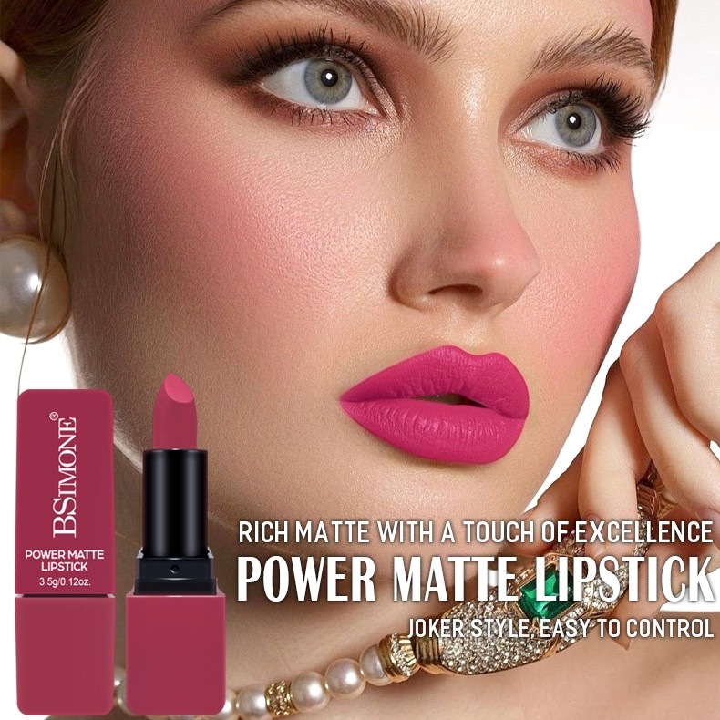 ลิปสติกเนื้อแมท สีชมพูสด ทนติดทน กันน้ำ ปากไม่แห้ง ริมฝีปาก Matte Lipstick ของขวัญผู้หญิง กันแดด