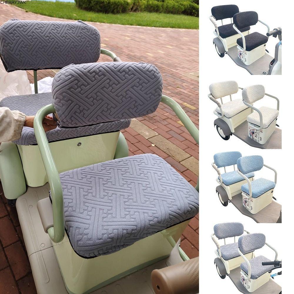 19VJKEPSHOP ที่หุ้มเบาะรถสามล้อไฟฟ้า, ปกหนังหุ้มเบาะสามล้อยืดหยุ่นสูง, สากลพอดีวัสดุกันน้ําที่หุ้มที่นั่งรถสามล้อ