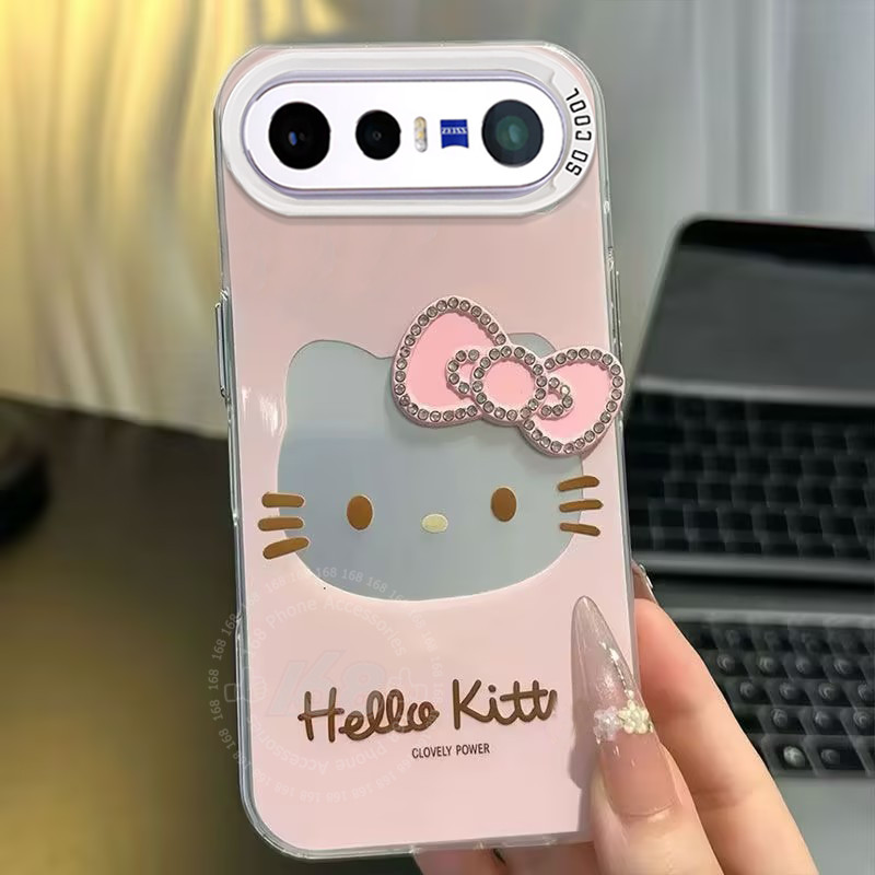 เคส Vivo X300 FE เคส Vivo X300FE Case ลายน่ารักการ์ตูนแมวเหมียวเพชร 3D คริสตัล โบว์สีชมพู กันกระแทก พร้อมขอบซิลิโคนอ่อนนุ่มสำหรับนักเรียนและผู้หญิง