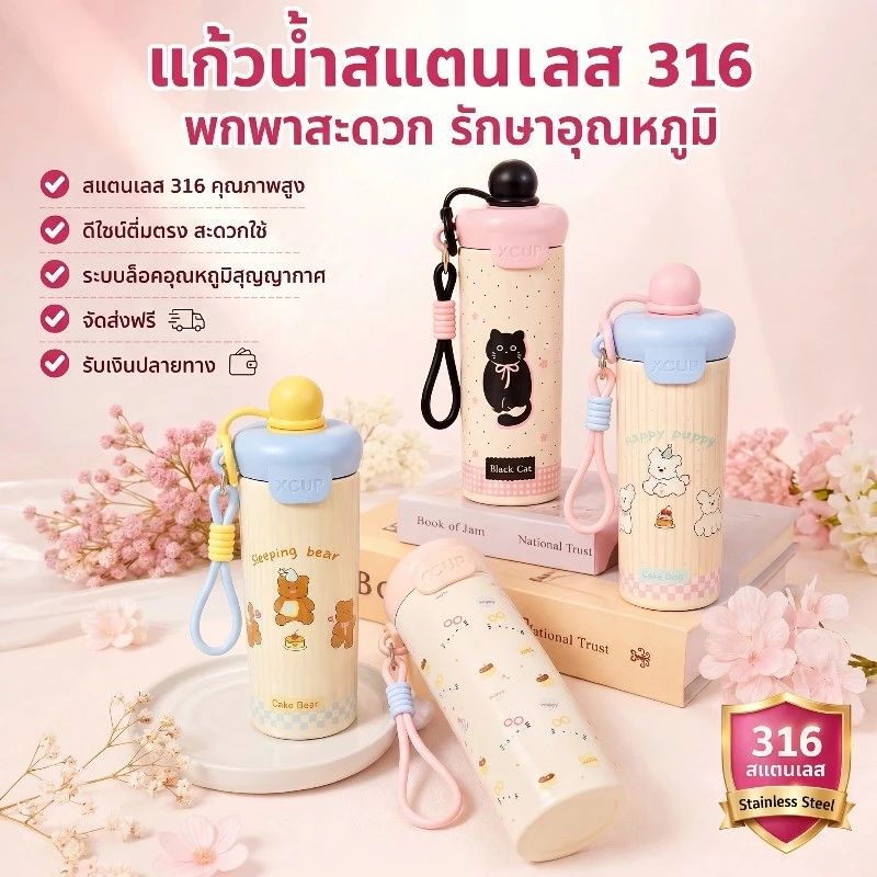 พร้อมส่ง แก้วเก็บความเย็น 650ml พร้อมฝาปิดป้องกันการรั่ว ความจุใหญ่ใช้งานได้จริง 316 ขวดน้ำสเตนเลส