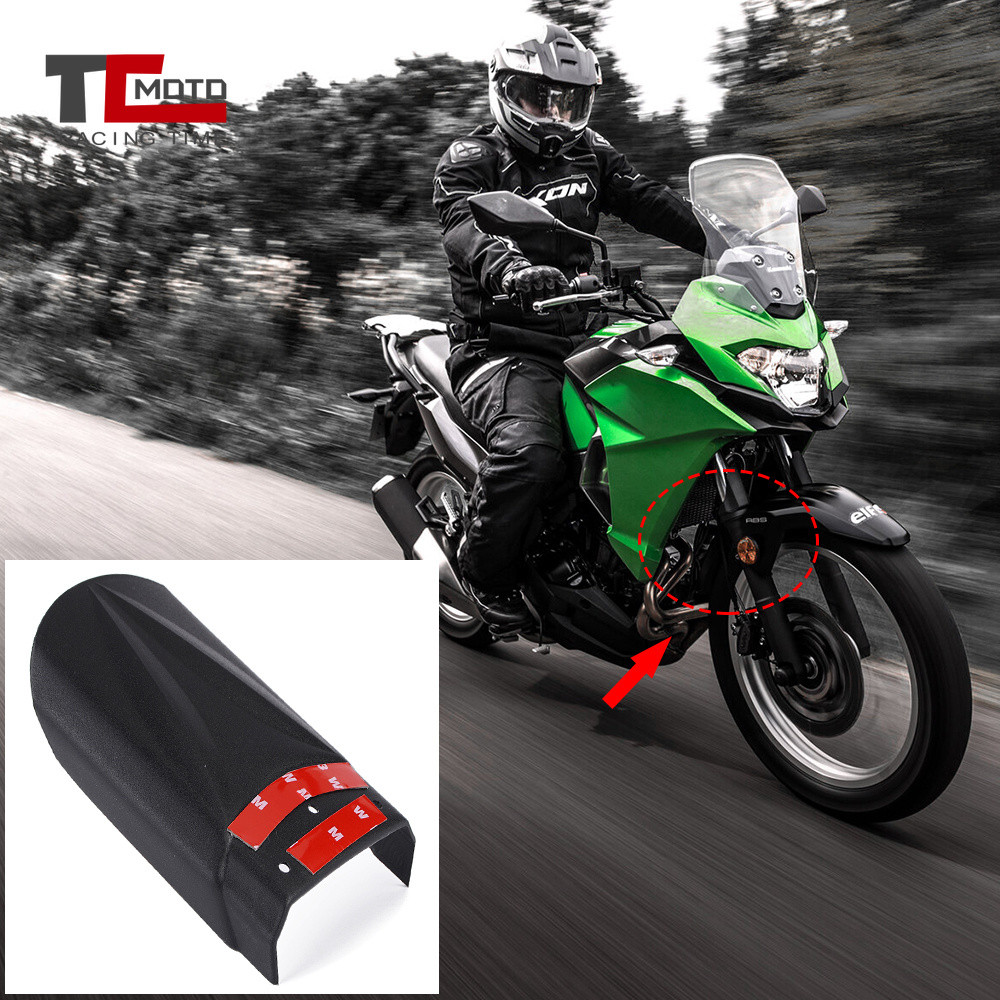 อุปกรณ์เสริมรถจักรยานยนต์สีดําด้านหลัง Fender Hugger Extension สําหรับ Kawasaki VERSYS X300 X 300 2017-2021 ด้านหน้า Mudguard Extender