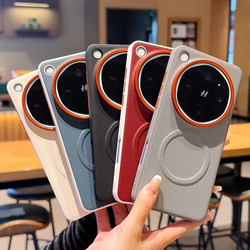 เคสโทรศัพท์แม่เหล็กที่แข็งแกร่งสําหรับ OPPO FIND X9 X8 X7 Ultra X9S X8S + หรูหราฝาครอบป้องกันหนังปุ่มโลหะอิสระ + เลนส์โลหะกรอบ anti drop shell