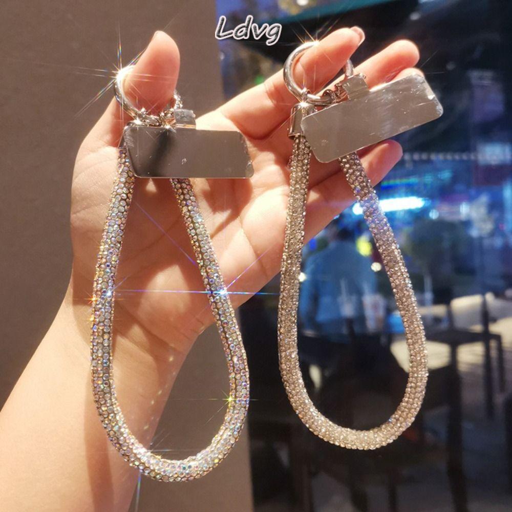 LDVG เชือกเส้นเล็กโทรศัพท์ Rhinestone, สายรัดข้อมือโทรศัพท์ Bling Bright, แฟชั่น Glitter เพชรคริสตัลพวงกุญแจอุปกรณ์เสริมโทรศัพท์