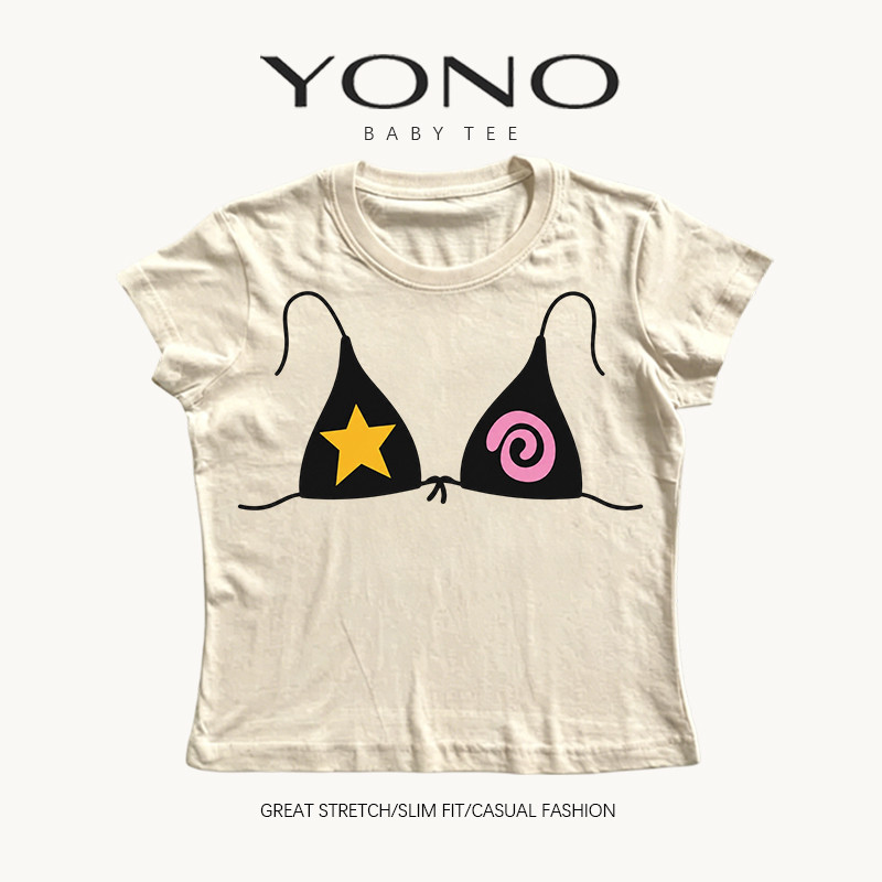 （พร้อมส่ง24ชม.）baby tee เสื้อยืดลายบิกินี่สุดคิ้วท์ สไตล์สาวแซ่บหวาน ทรงเข้ารูป ใส่ชิลรับซัมเมอร์ แมตช์ง่าย