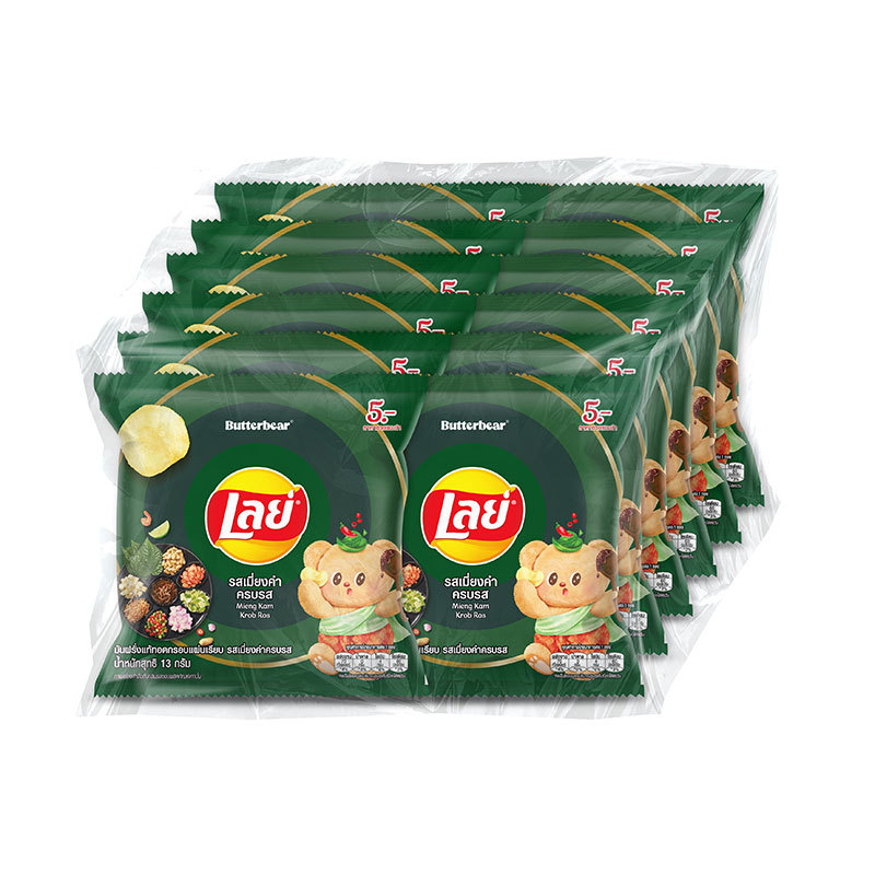 เลย์ มันฝรั่งแท้ทอดกรอบ คลาสสิค เมี่ยงคำครบรส 25 ก. x 6 (LAY'S Classic Miengkham Krobros 25 g x 6)